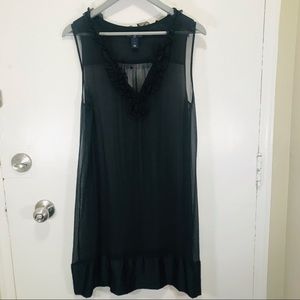 Gap black sheer midi sleeveless dress size Large
